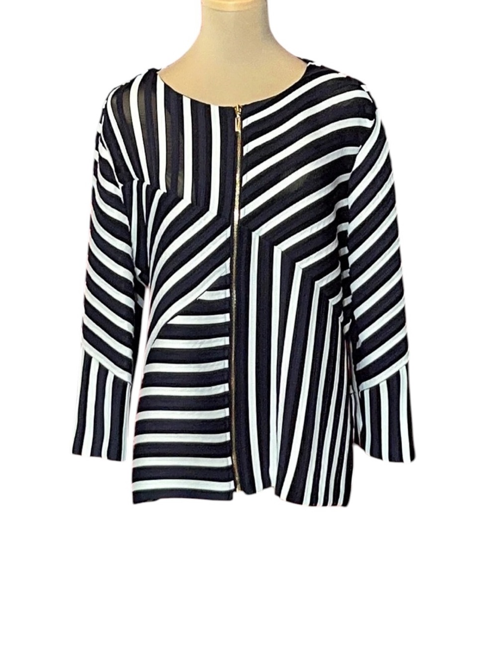Chico's Striped Blouse in Black & White Size 2
